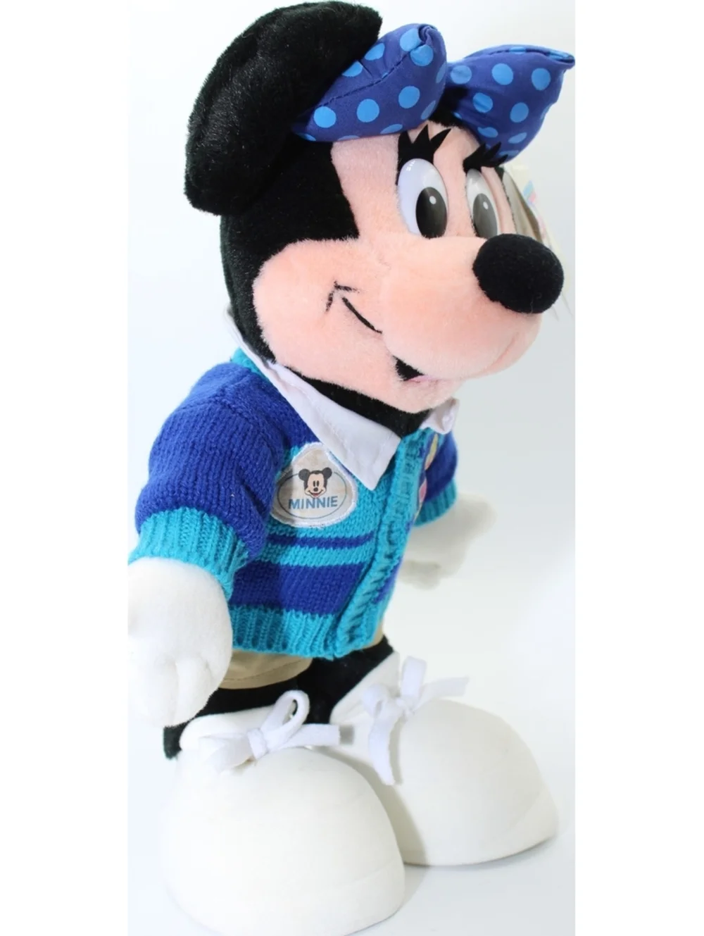 New Vintage Disney CAST MEMBER MINNIE Mouse Wearing Sweater Plush Stuffed 12